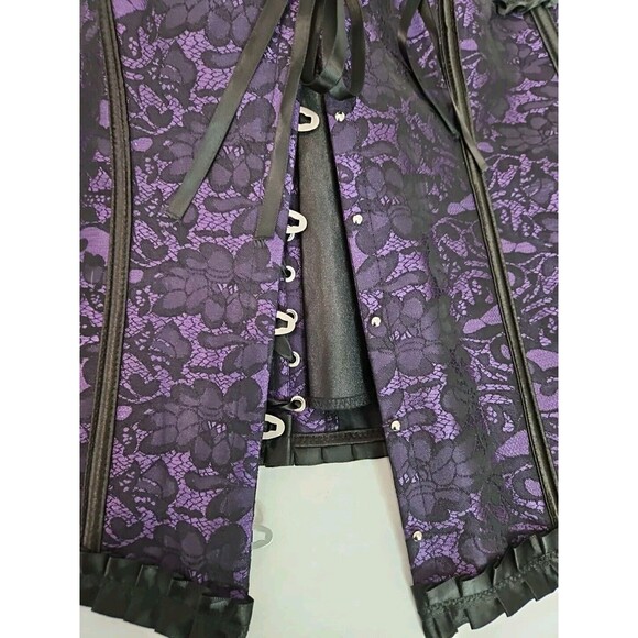 NEW Purple Black Lace Design Corset Top Sweetheart Crop Womens Size 6XL Plus - Picture 5 of 14
